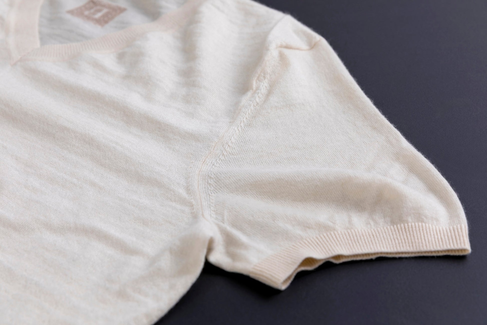 Cashmere V-neck T-shirt / White (01)