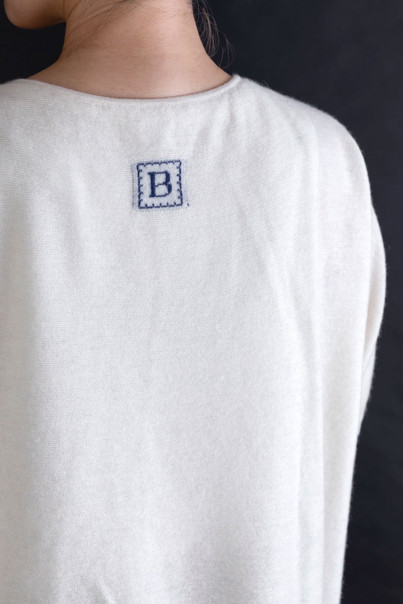 Cashmere V-neck T-shirt / White (01)