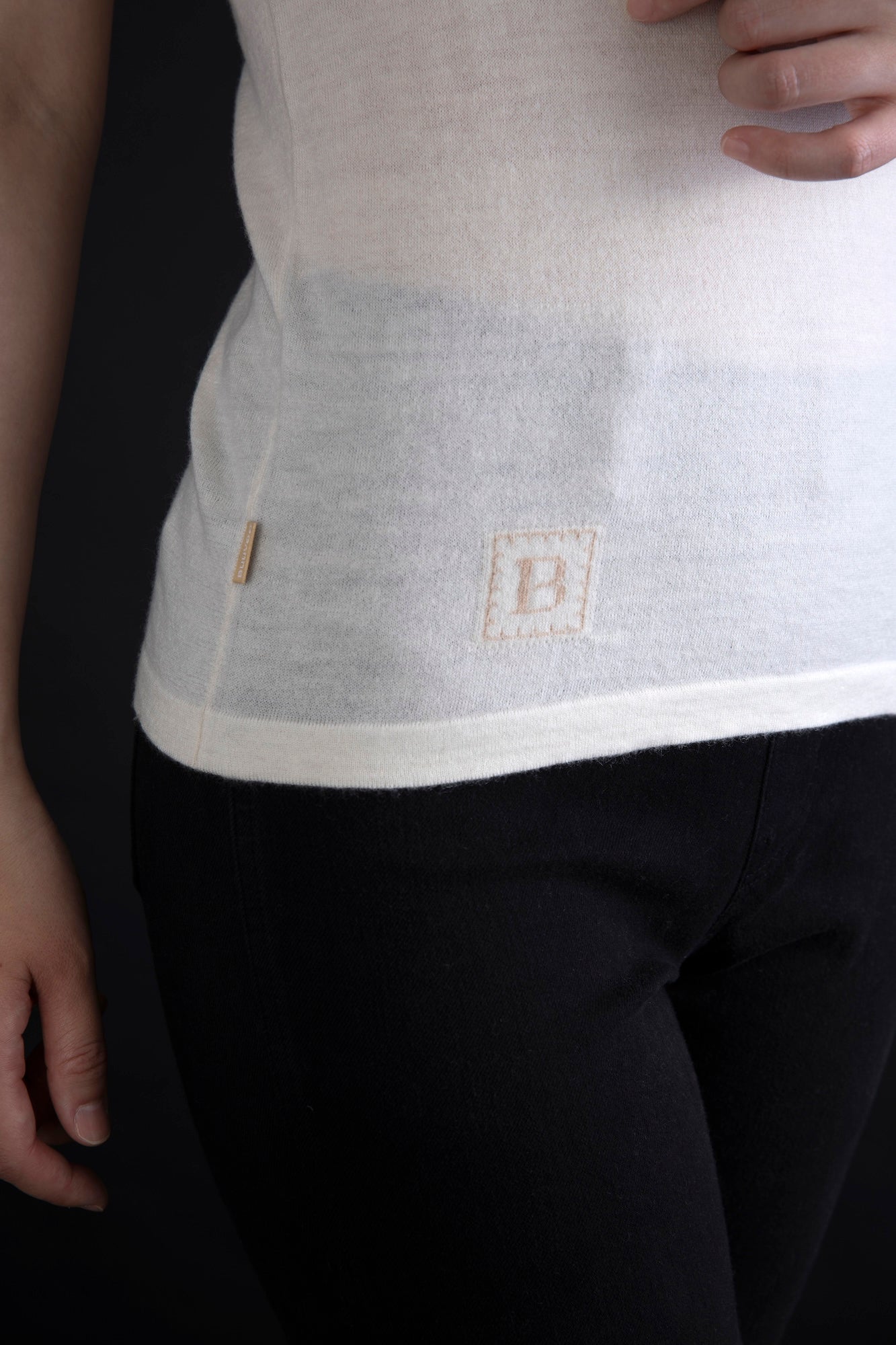 Cashmere V-neck T-shirt / White (01)