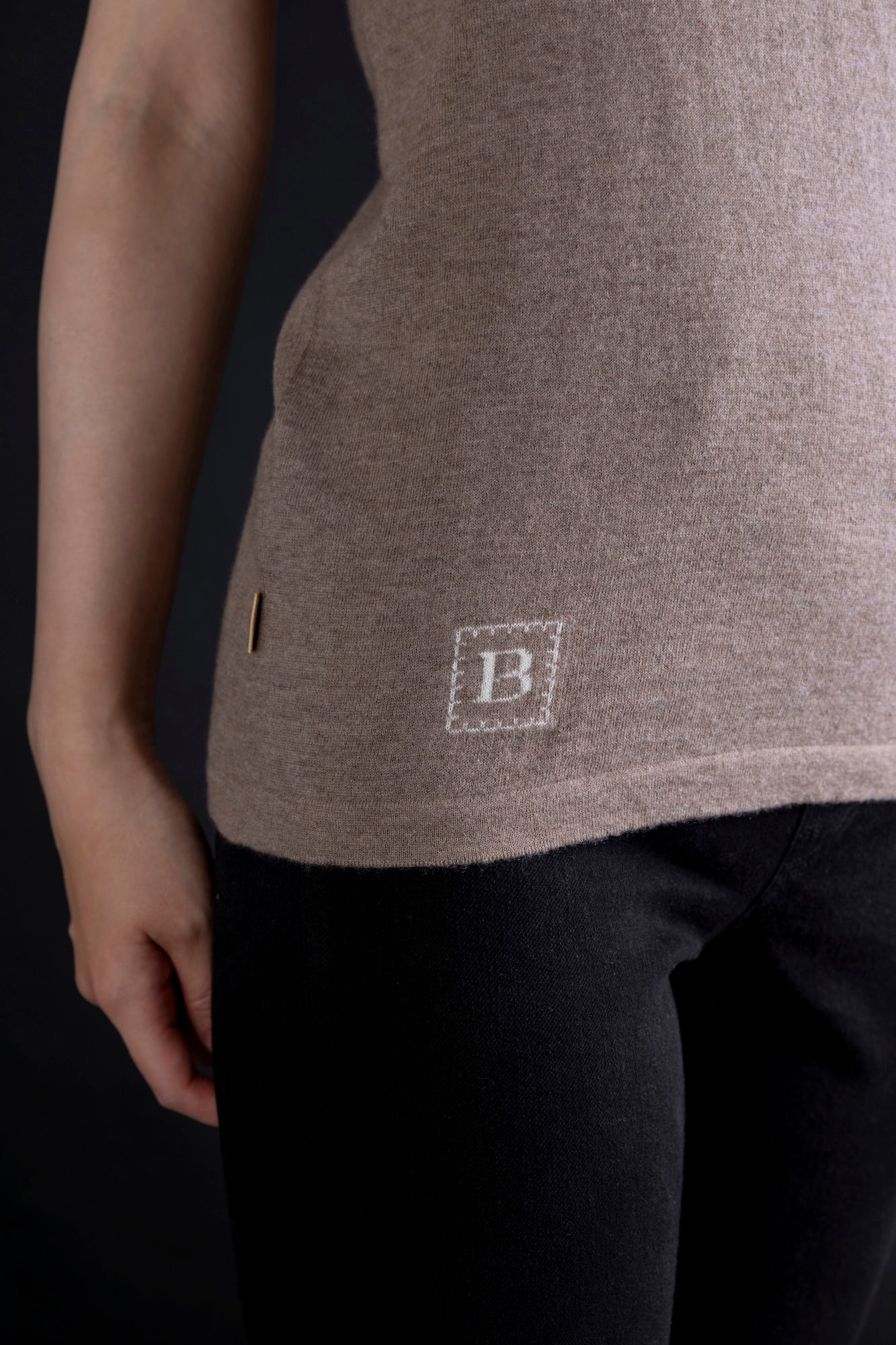 Cashmere V-neck T-shirt / White (01)