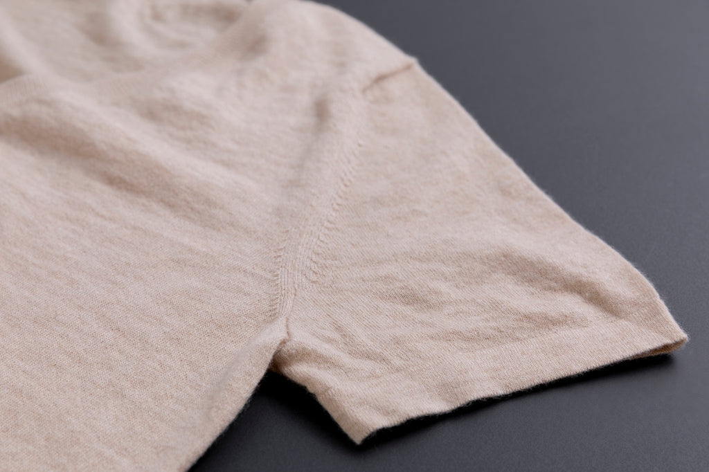 カシミヤ Vネック フィット Tシャツ / ベージュ