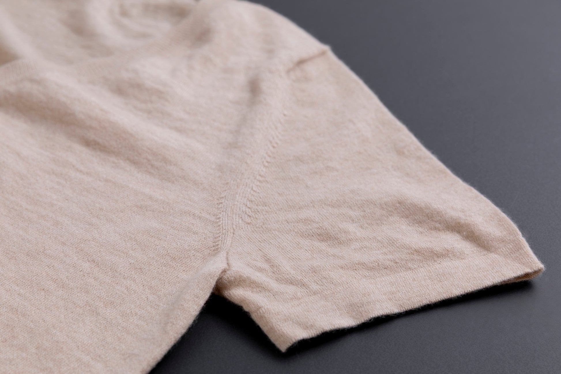 カシミヤ Vネック フィット Tシャツ / ベージュ
