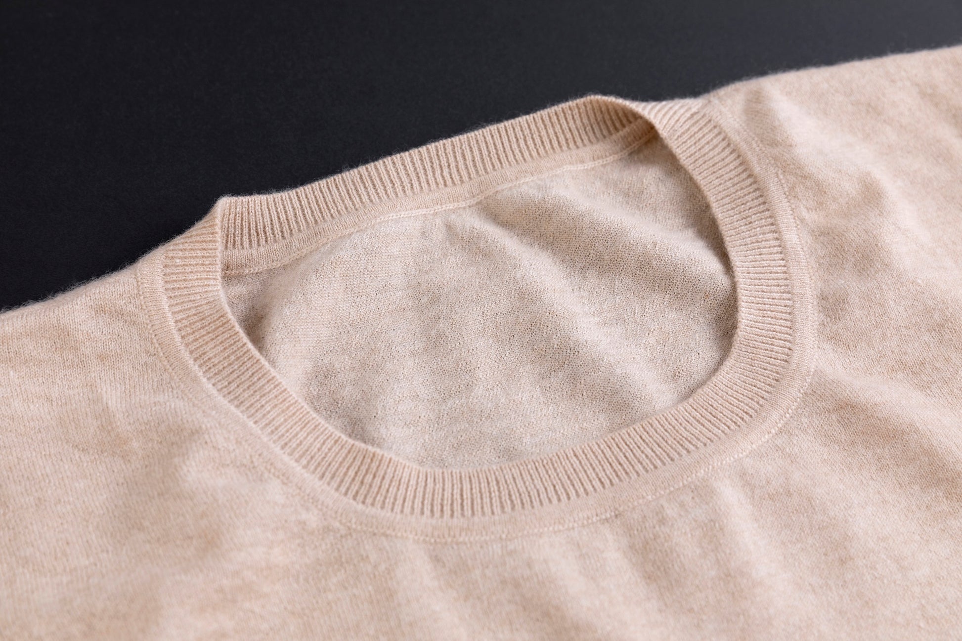カシミヤ ベーシック リブTシャツ / ホワイトベージュ