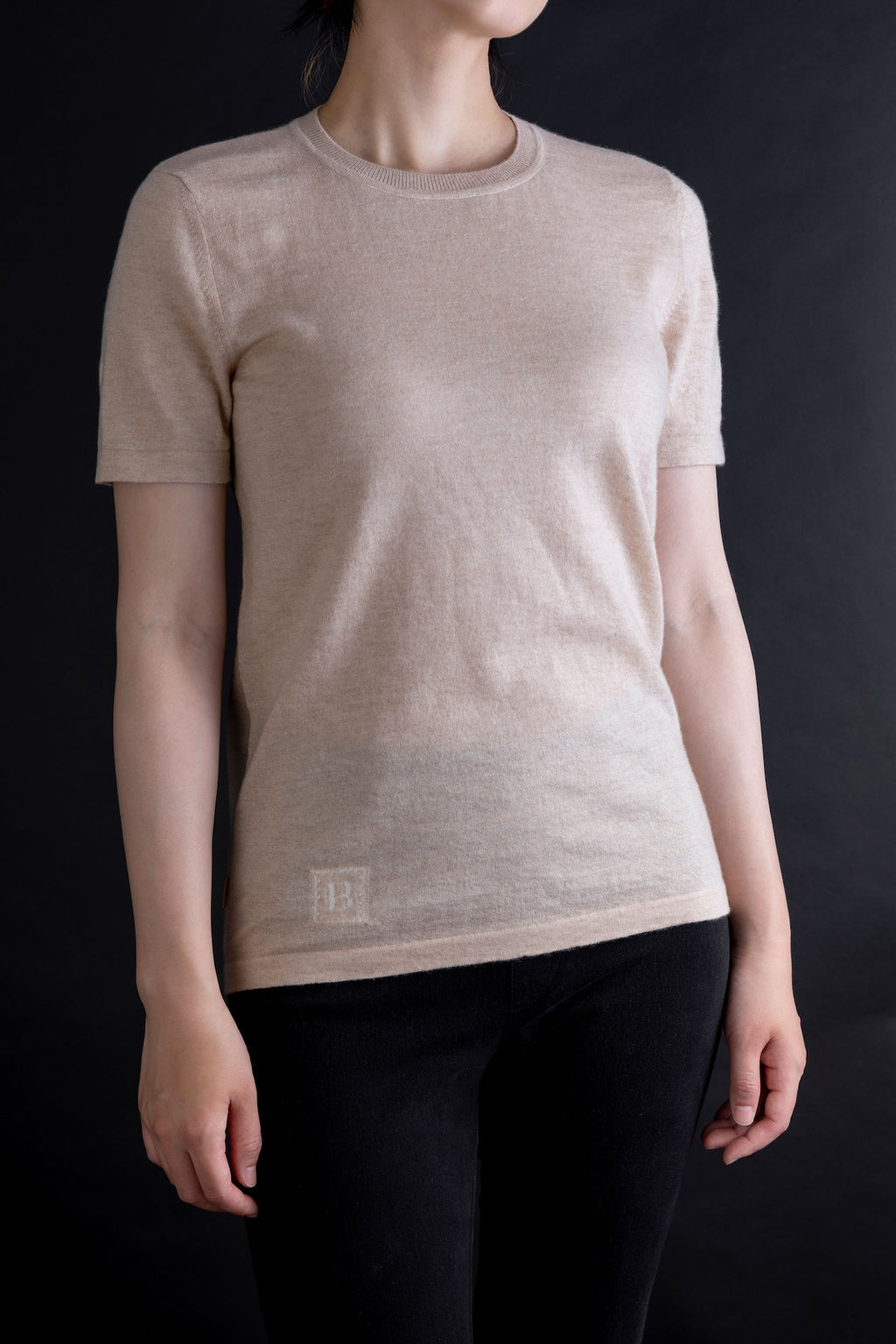 カシミヤ フィット Tシャツ / ベージュ