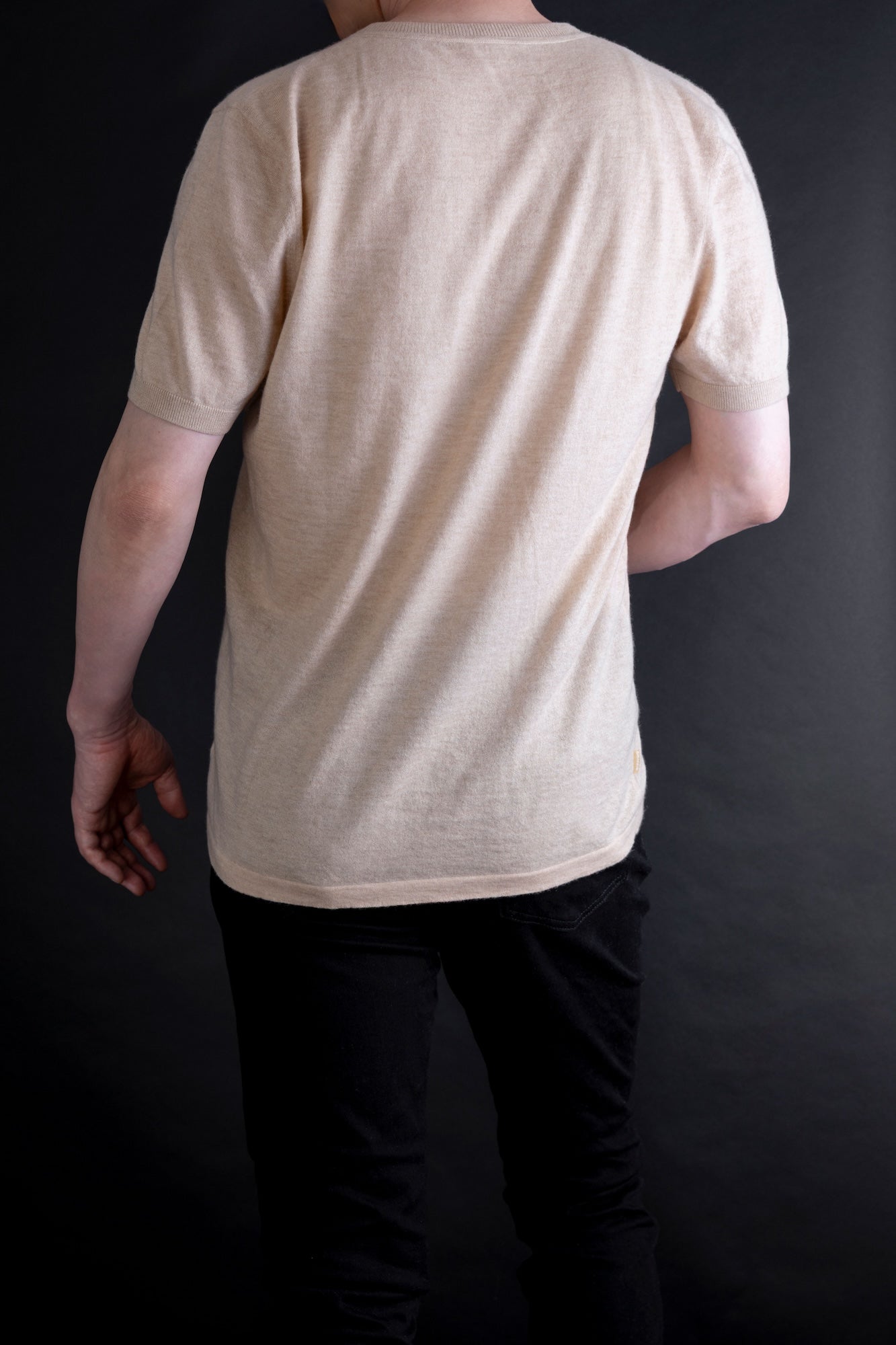 カシミヤ ベーシック リブTシャツ / ホワイトベージュ