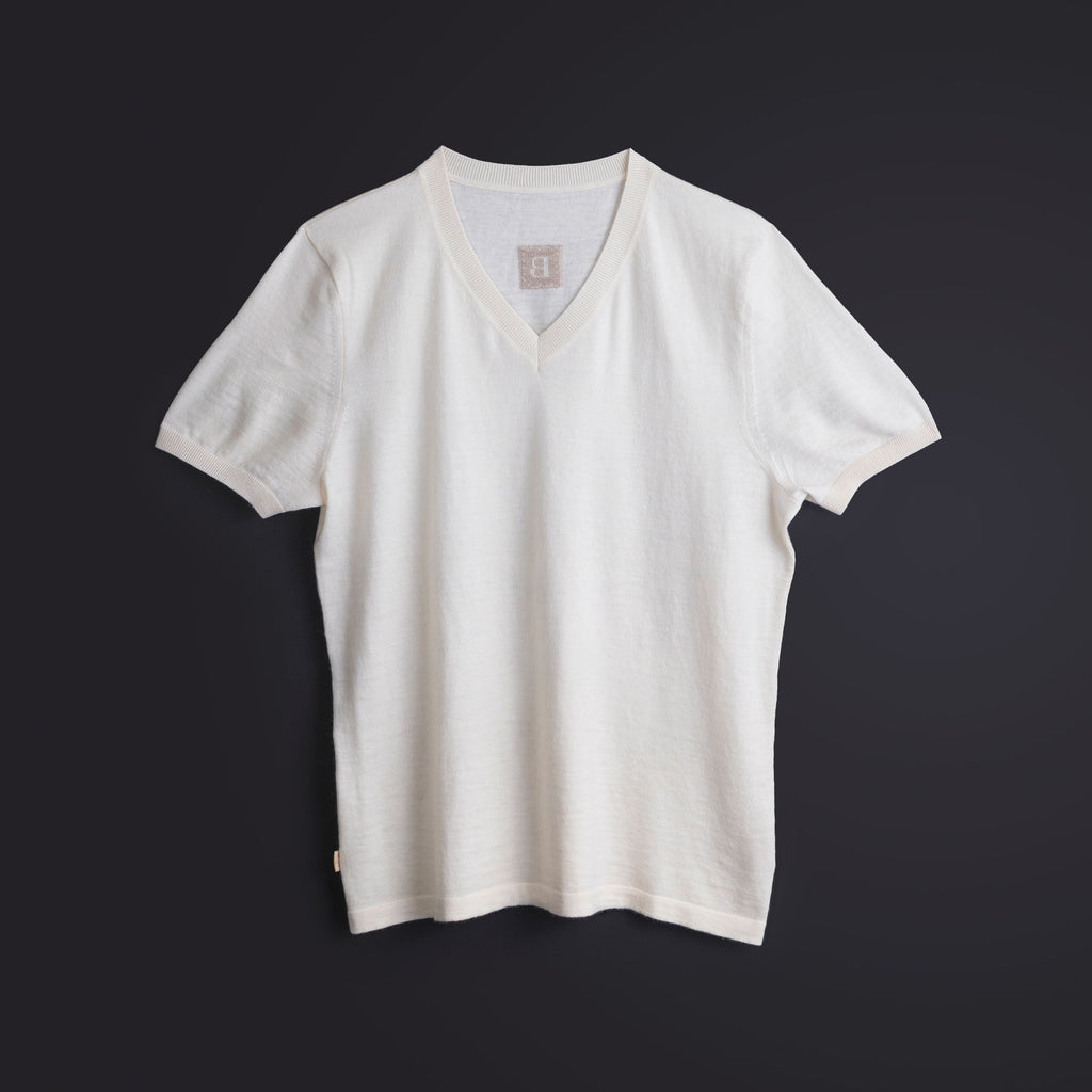 カシミヤ Vネック Tシャツ / ホワイト