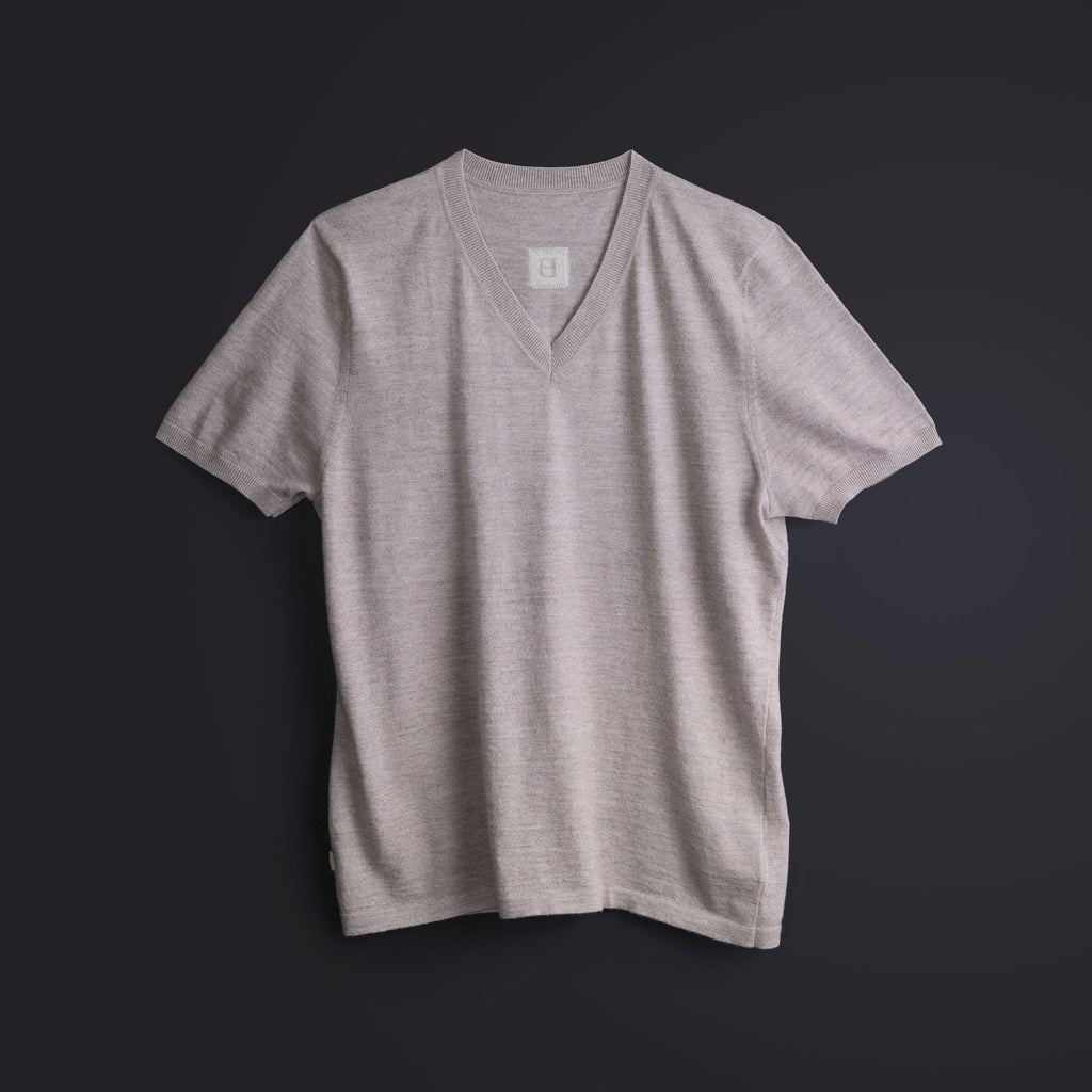 カシミヤ Vネック Tシャツ / ウォームグレー