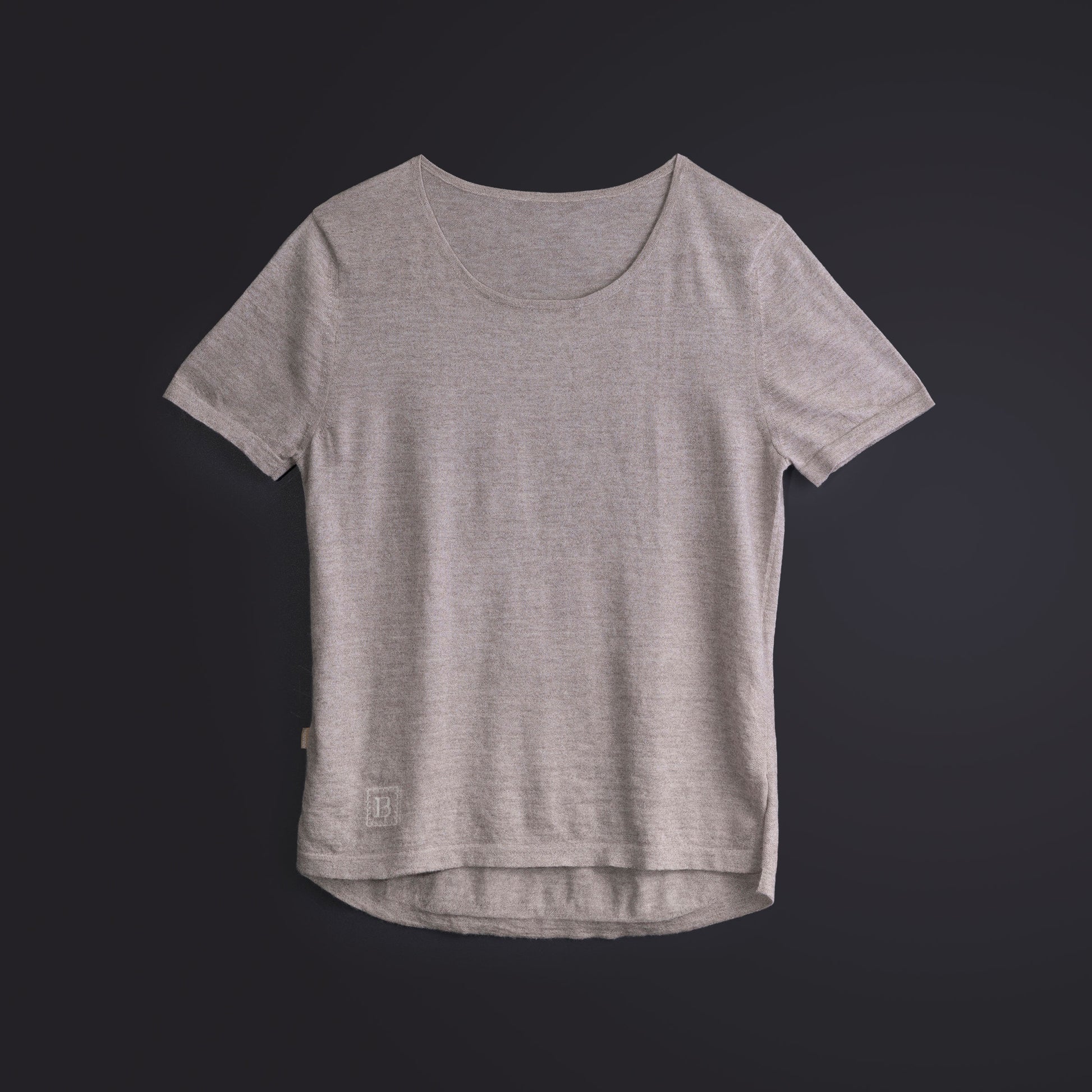 カシミヤ ラウンドヘム ワイドネック Tシャツ / ウォームグレー