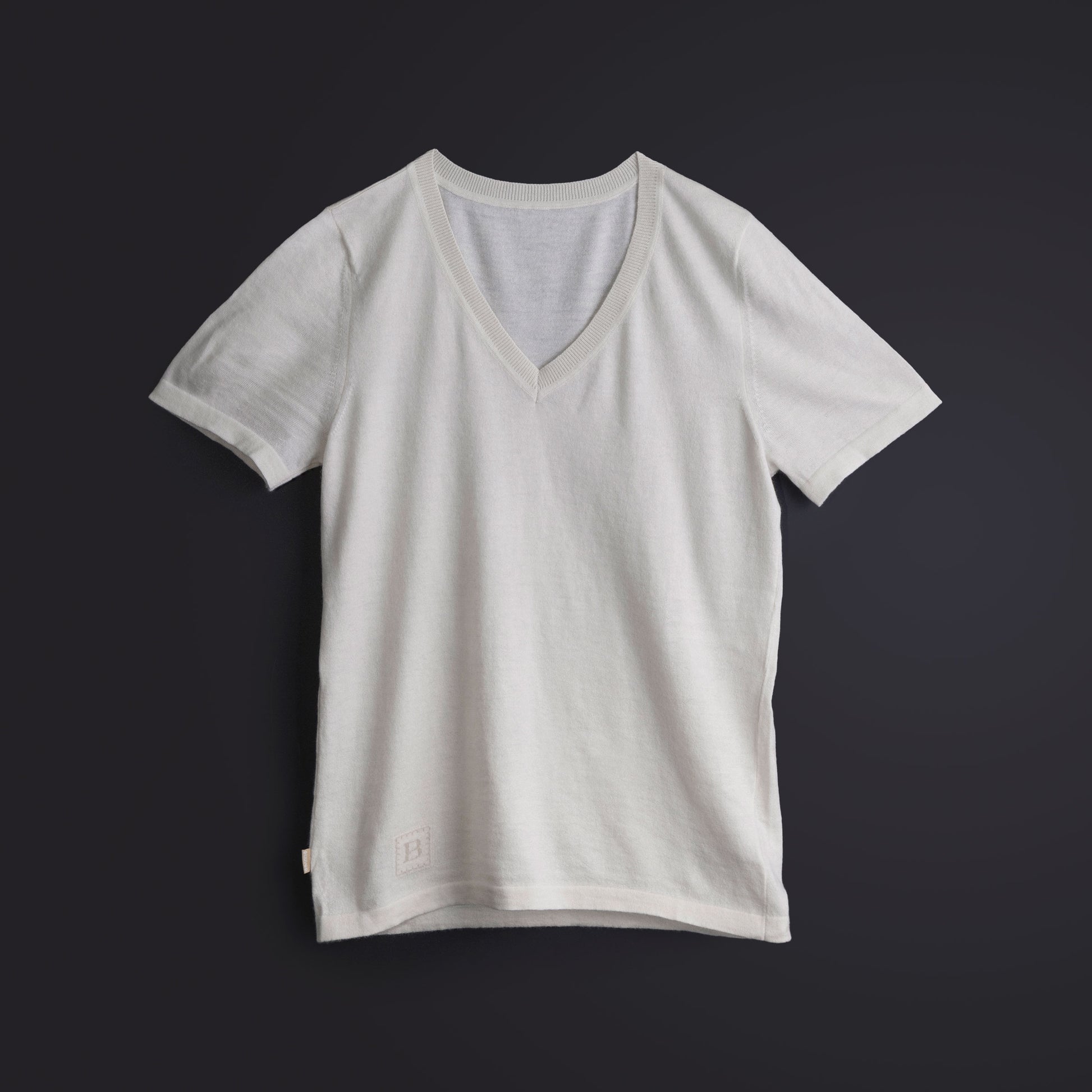 カシミヤ Vネック フィット Tシャツ / ホワイト
